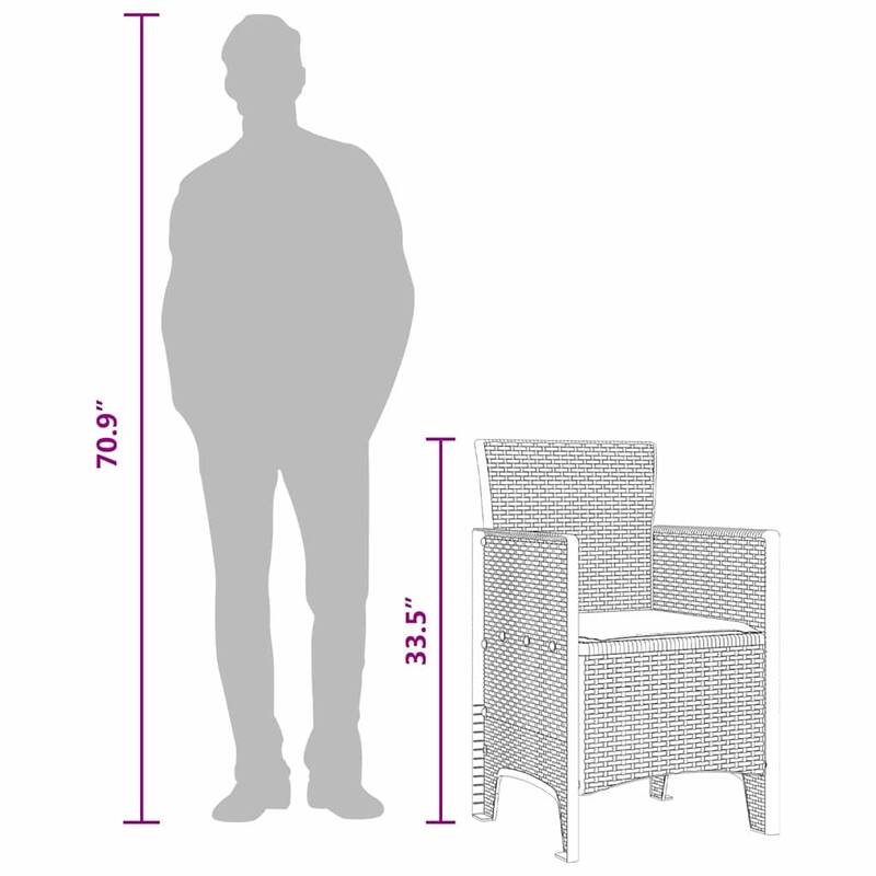 vidaXL Garden Chair 2/4 pcs Anthracite/Brown/White 53 x 49 x 85 cm PP - 53 x 49 x 85 cm