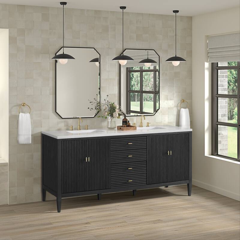 James Martin Vanities 485-V72-3AF Myrrin 72" Double Basin Wood Vanity