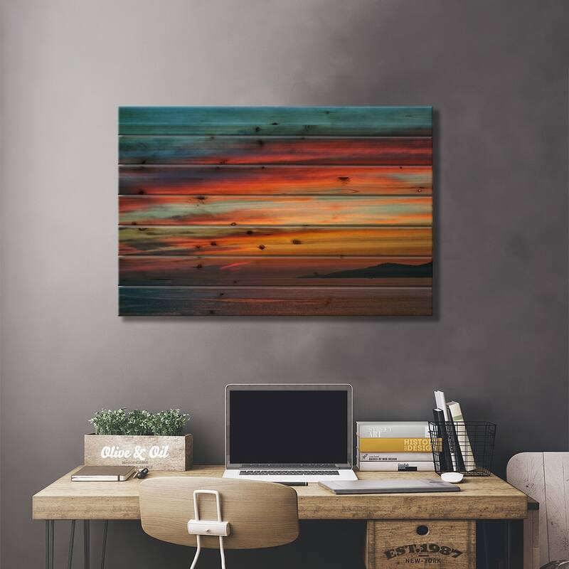 Majestic Seascape Sunset, Mykonos, Cyclades, Greece Print On Wood by Adam Jones - Multi-Color