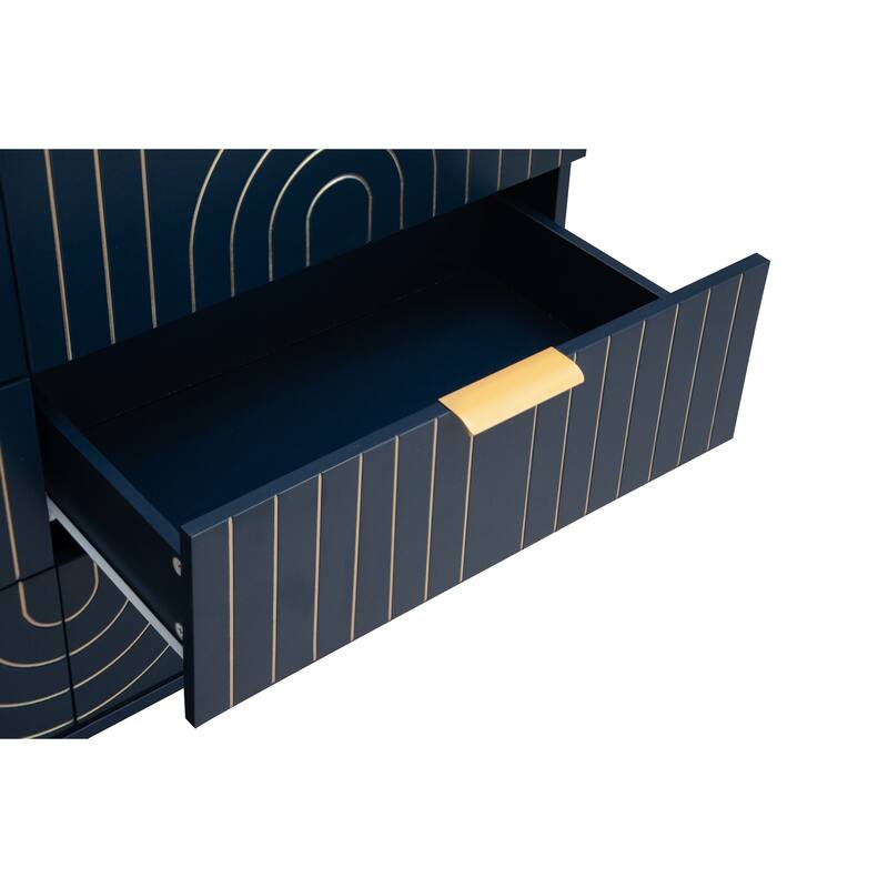 Modern 6-Drawer Double Dresser with Metal Golden Handles and Golden Leg, Storage Cabinet for Bedroom, Living Room