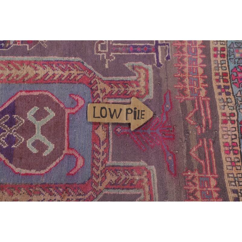 Purple Tribal Ardebil Persian Vintage Runner Rug Handmade Wool Carpet - 3'10" x 9'7"