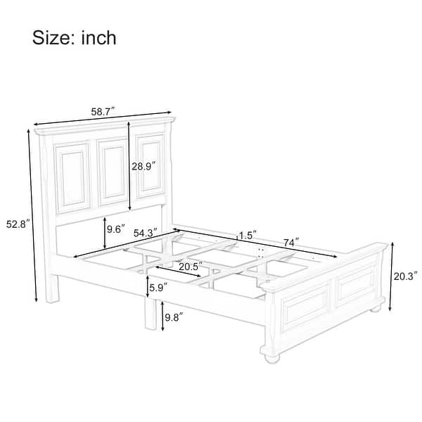 dimension image slide 0 of 2, Traditional Town and Country Style Pinewood Queen Bed-Kids' Beds