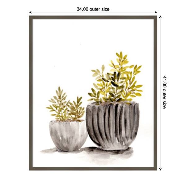 Gray Potted Plants by Marcy Chapman Wood Framed Wall Art Print