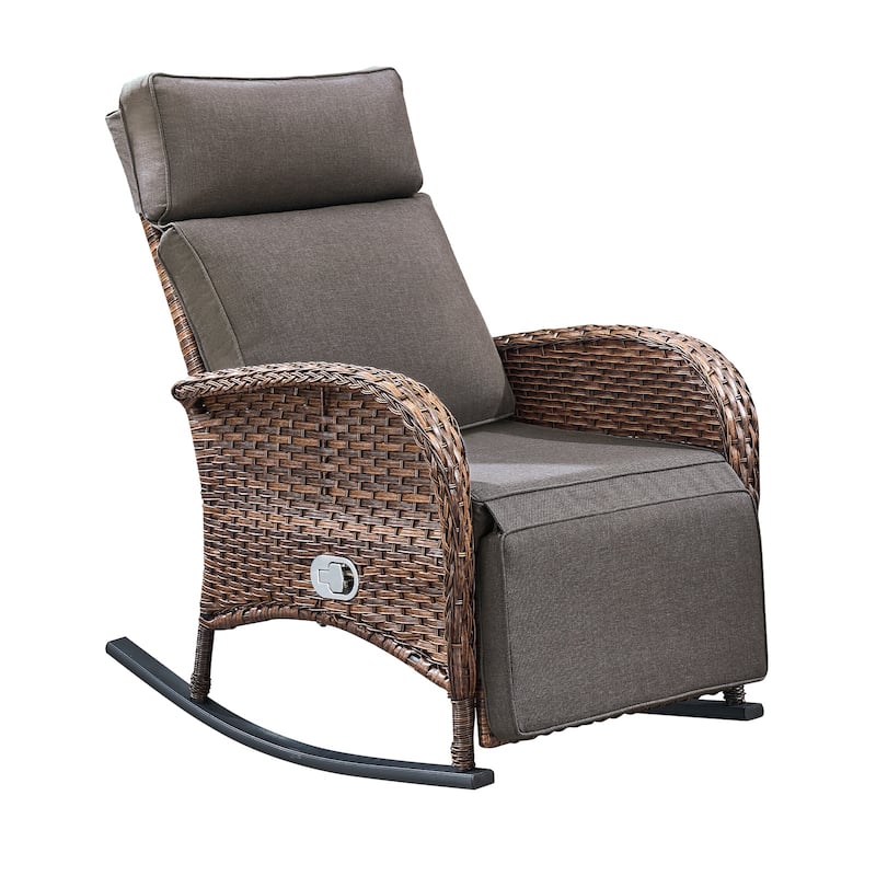 Pocassy Outdoor Curved Rocker Chaise Lounge Chairs with Side Table Set.