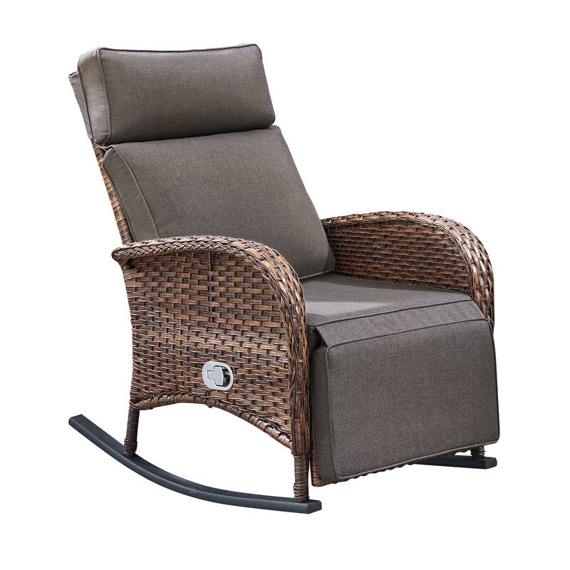 Pocassy Outdoor Patio Rocking Lounge Chairs with Adjustable Backrest Set.