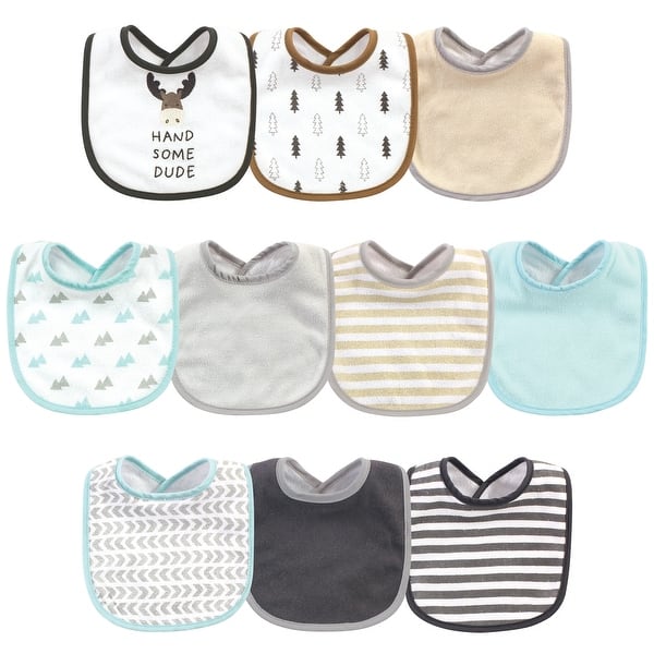 slide 1 of 1, Hudson Baby Infant Boy Cotton and Polyester Bibs 10pk, Handsome Moose, One Size - Handsome Moose - One Size One Size - Handsome Moose