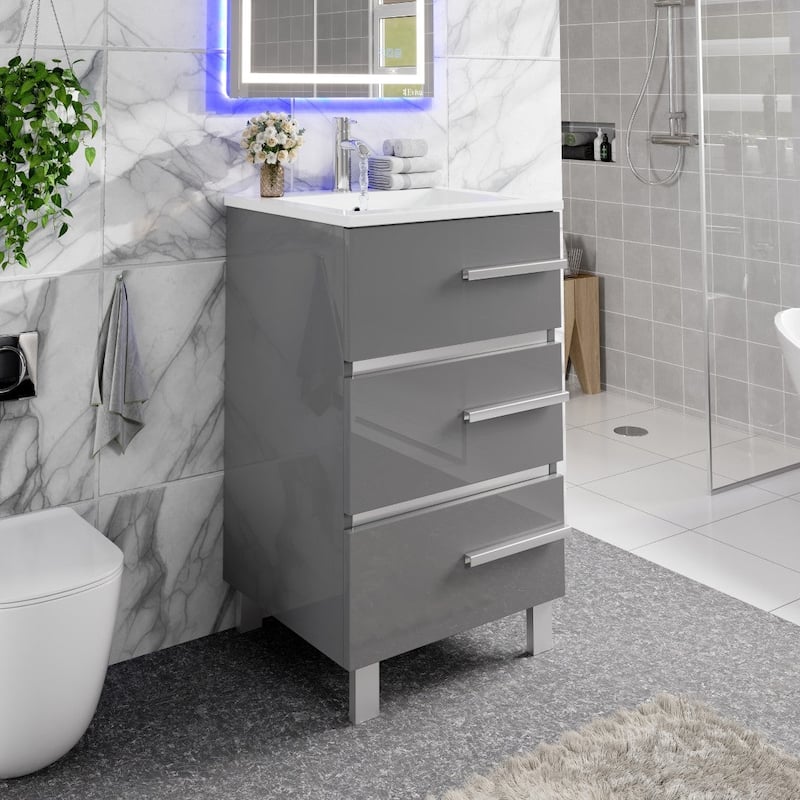Eviva Deluxe 24"W Bath Vanity with White Porcelain Integrated Sink