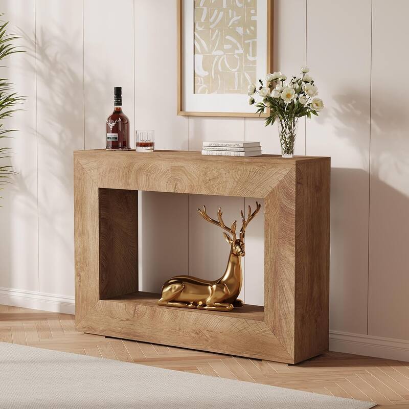 47" Farmhouse Console Table, Long Sofa Table Behind Couch, Wooden Entryway Table - Yellow