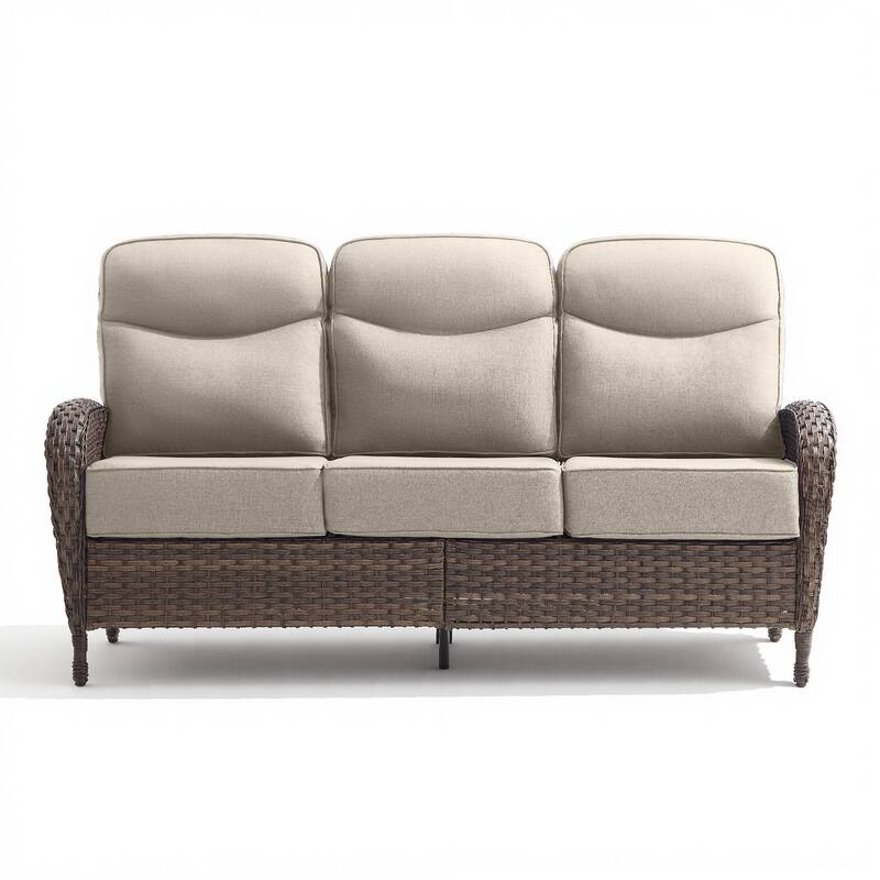 Pocassy Outdoor Wicker Patio Sofa with Swivel Chair Ottoman Sets