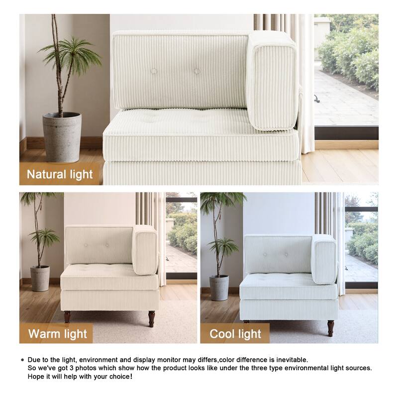 UIXE Corduroy Modular Corner Sofa Lounge Corner Arm Chair