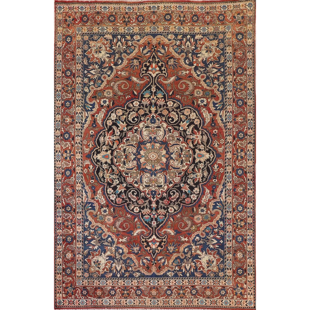 Hand Knotted Oriental 100% Wool Carpet Traditional Floral Oranges & Rust Bakhtiari Area Rug - 10' 3'' X 7' 0''
