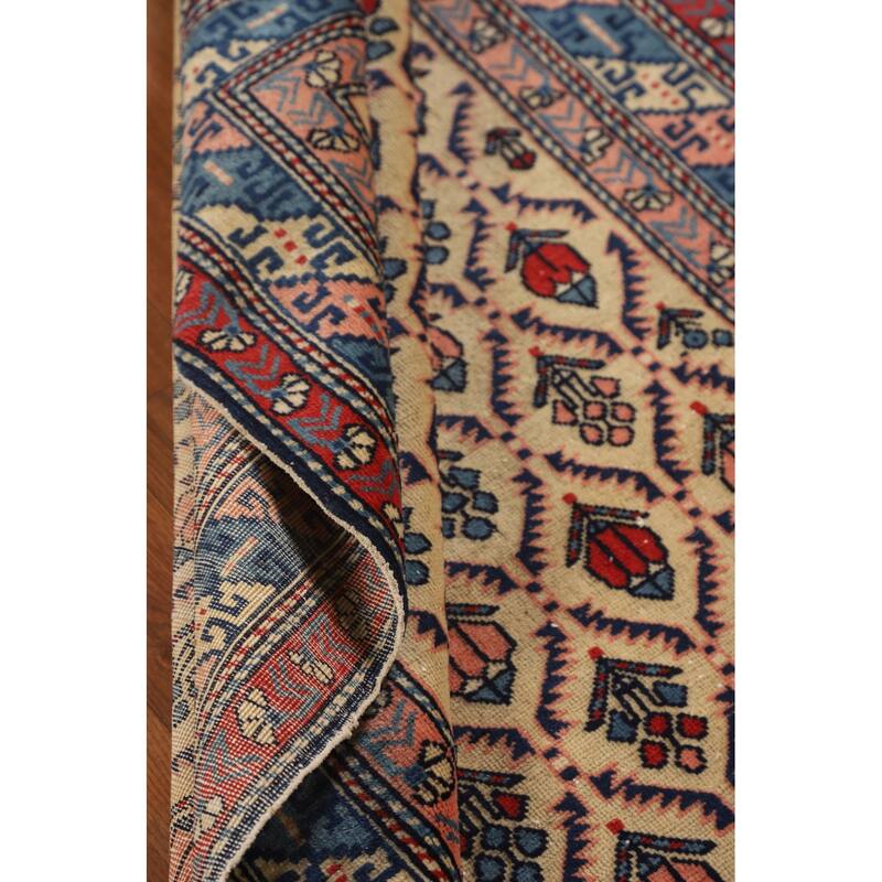 Hand Knotted Oriental 100% Wool Carpet Traditional All-Over Beige & Ivories Kazak Area Rug - 5' 2'' X 3' 5''