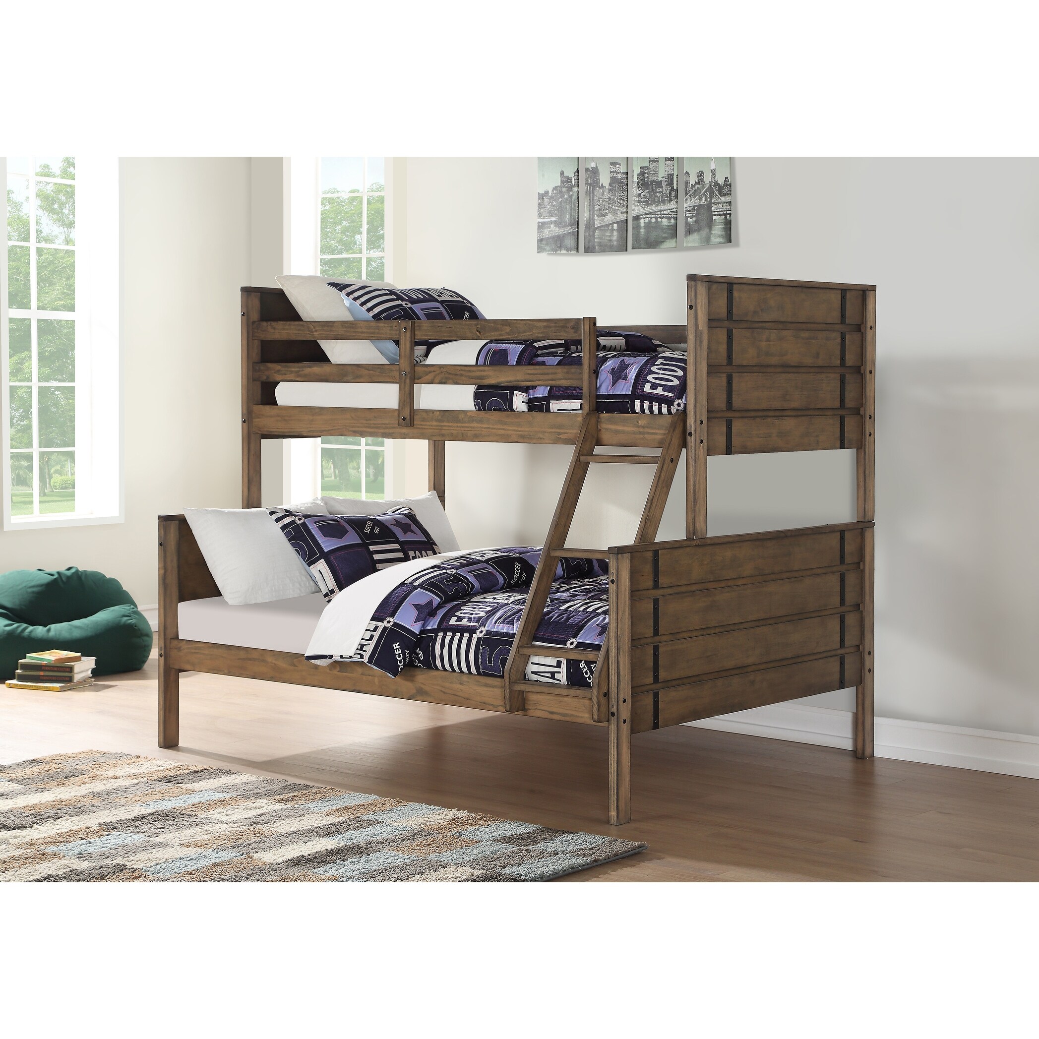 Shop Twin Over Full Rustic Industrial Bunk Bed In Burnished Amber With Storage Drawers In Low Sheen Black On Sale Overstock 28520692