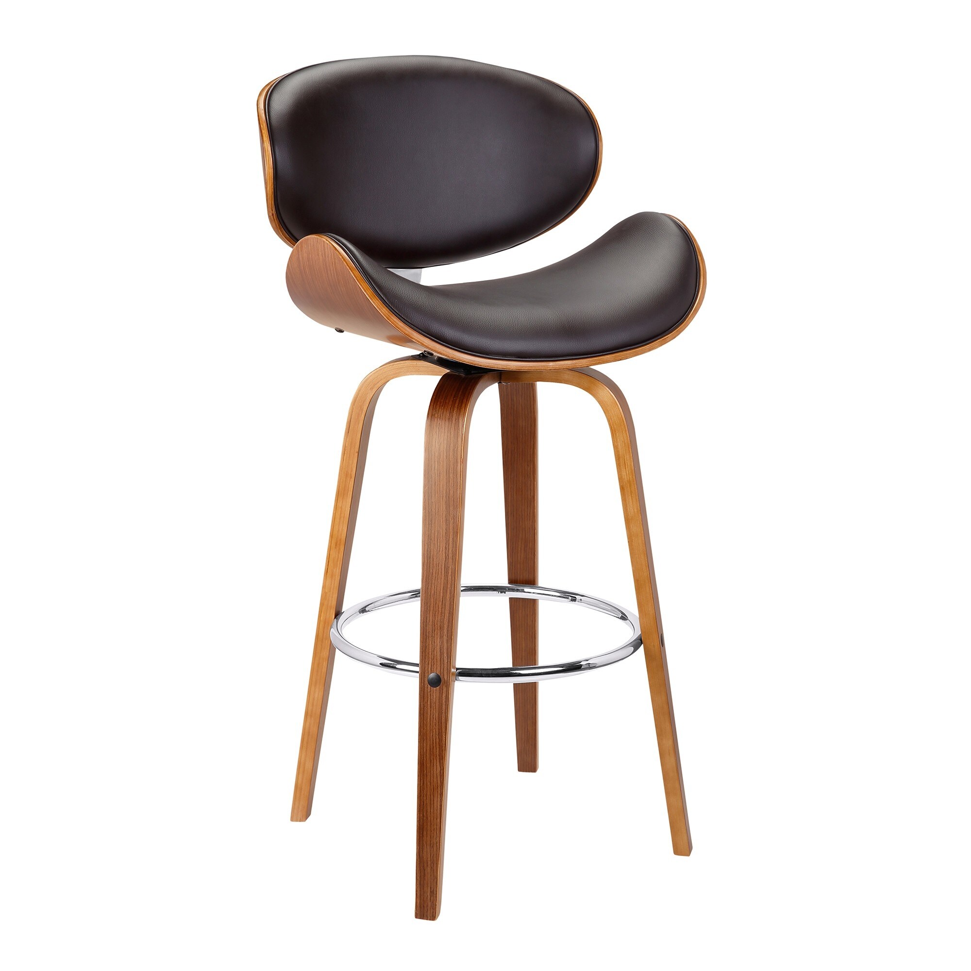 Wooden Barstool With Leatherette Bucket Seat
