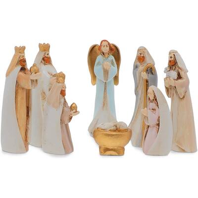 Mini Nativity Scene Figurines, Religious Christmas Decorations (8 Pieces, 2 Inches)