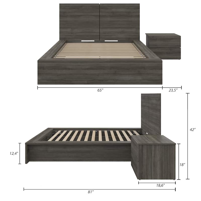 James 3-Piece Bedroom Set with Bed, Headboard, and Nightstand