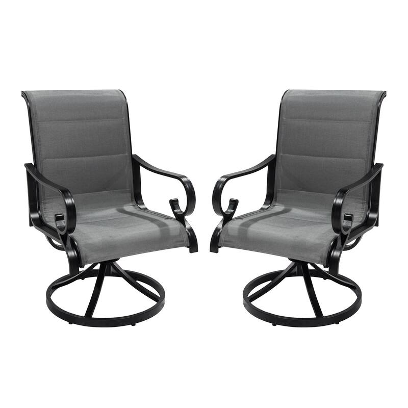 Outdoor Aluminum Swivel Chair Set with Textilene Backrest