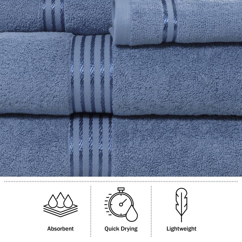 Towel Set - Cotton Bathroom Accessories with Bath Towels, Hand Towels, and Washcloths by Lavish Home