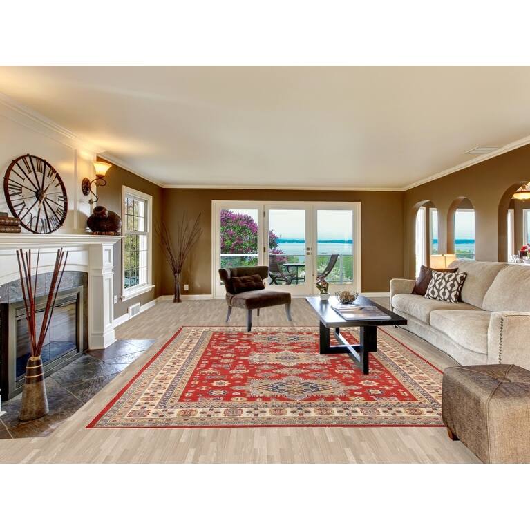 Red Kazak Oriental Area Rug Hand-Knotted Living Room Wool Carpet - 8'5"x 11'6"