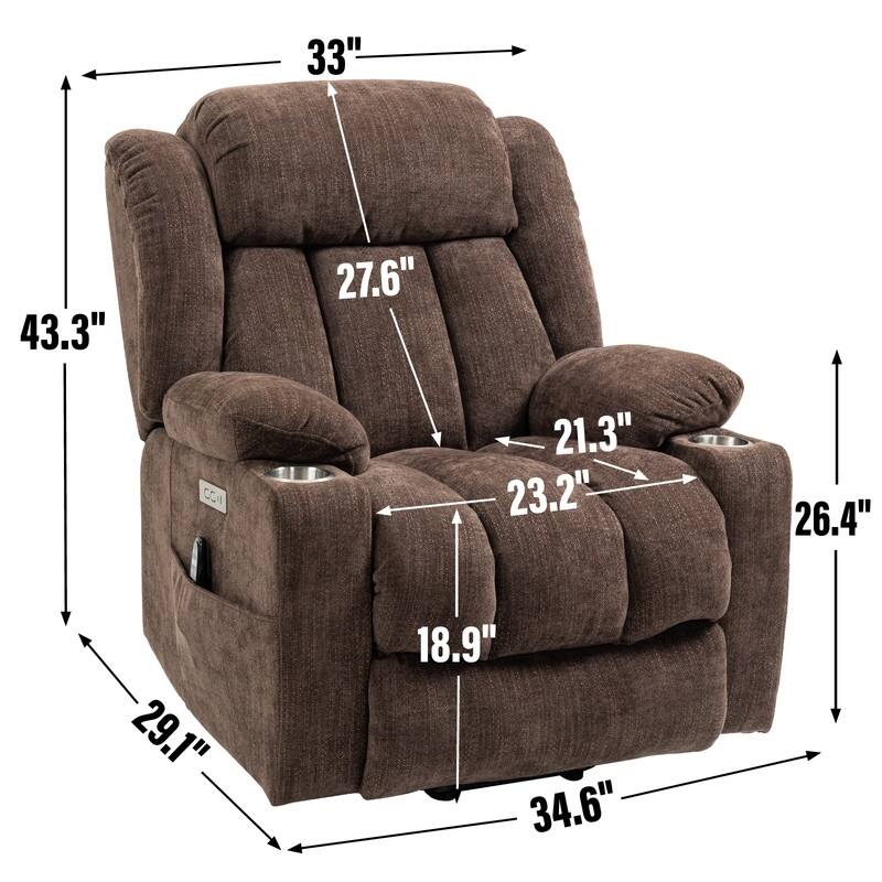 Power Lift Recliner Chair, 350 LBS Capacity, 8-Point Massage & Heat, USB Ports