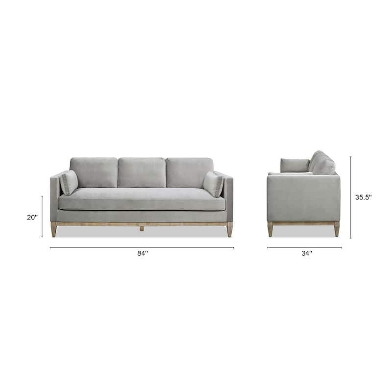 Knox 84" Modern Farmhouse Velvet Track Arm Sofa