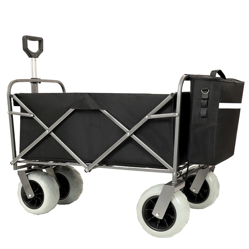 Heavy-Duty 500lb Beach Wagon - 9" Pneumatic Tires All-Terrain Steel Cart with Multi-Use Bag