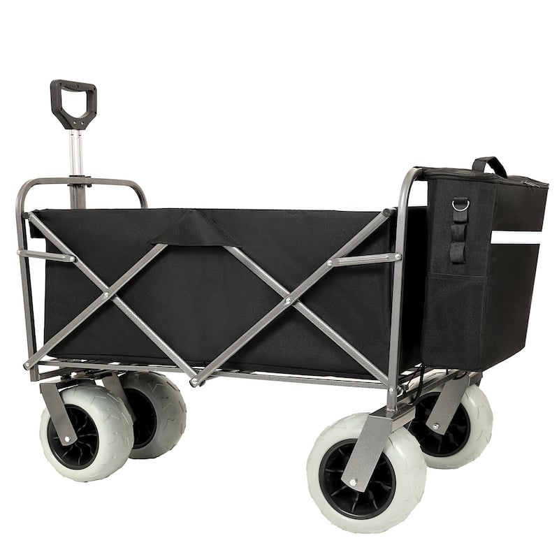 Heavy-Duty 500lb Beach Wagon - 9" Pneumatic Tires All-Terrain Steel Cart with Multi-Use Bag