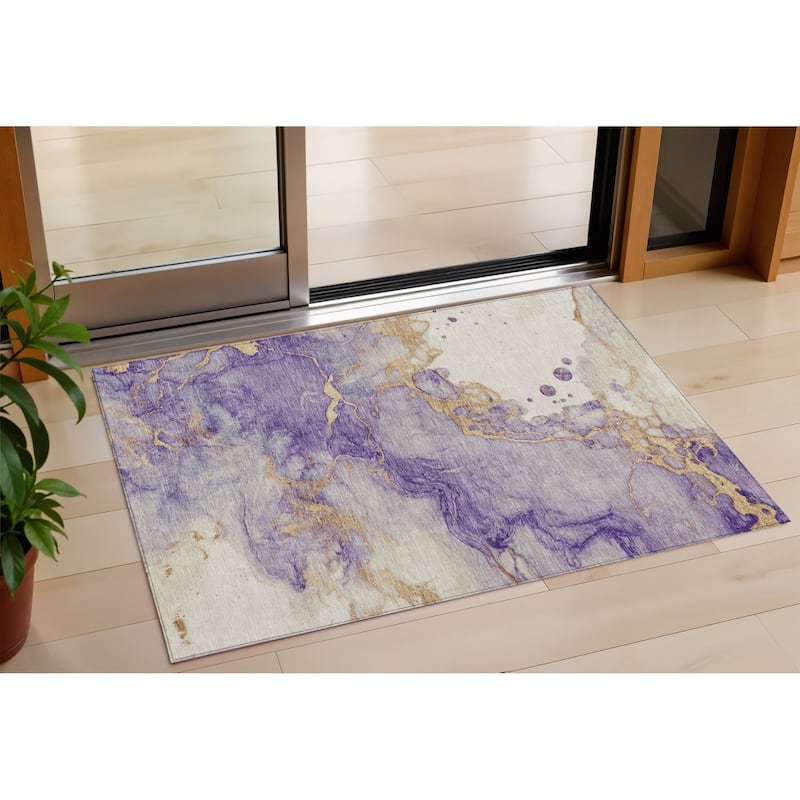 HomeRoots Abstract Transitional Rectangle Outdoor Rug - 3' x 5'