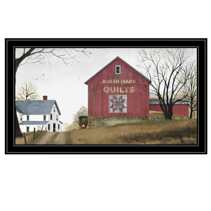 TrendyDecor4U Farmhouse "The Quilt Barn" Framed Print Wall Art by Billy Jacobs - Earthtone