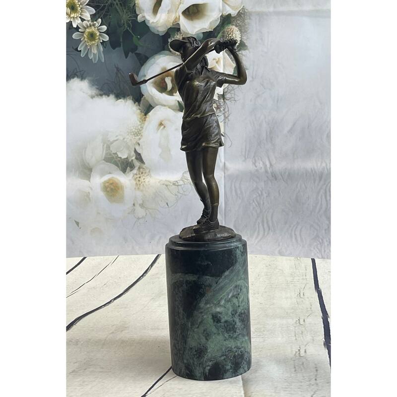 Signature Milo Statuary Bronze Statue Of Girl Golfer ~ New Hand Made Sculpture