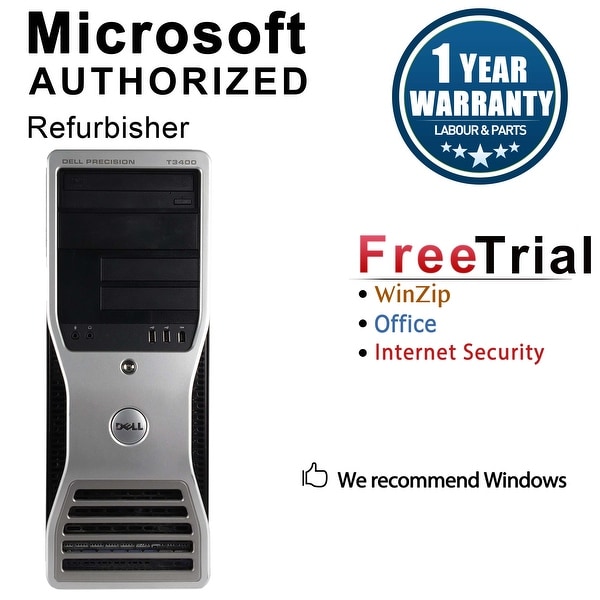 Dell Precision T3400 Workstation Tower Intel Core 2 Duo E7600 3.0G 4GB DDR2 1TB Windows 7 Pro 1 Year Warranty (Refurbished)