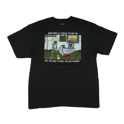 SpongeBob SquarePants Men's Work Is Killing You Skeleton Design Short Sleeve T-Shirt