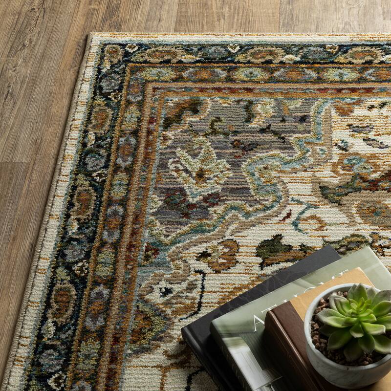Style Haven Adalynn Center Medallion Ivory/ Blue Area Rug