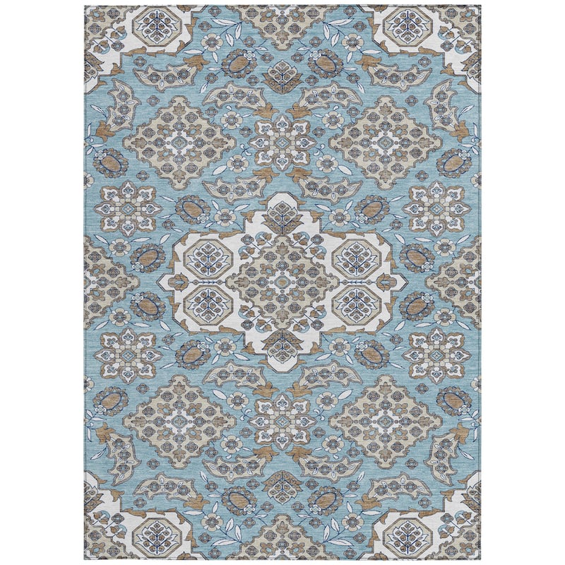 HomeRoots Medallion Traditional Rectangle Outdoor Rug