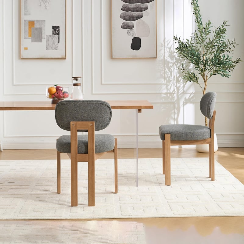 Modern Upholstered Rubberwood Dining Chairs (Set of 2)