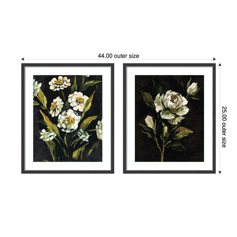 Kate and Laurel Moody Floral 1 & 2 2 Piece Framed Wall Art Print Set by Annie Quigley