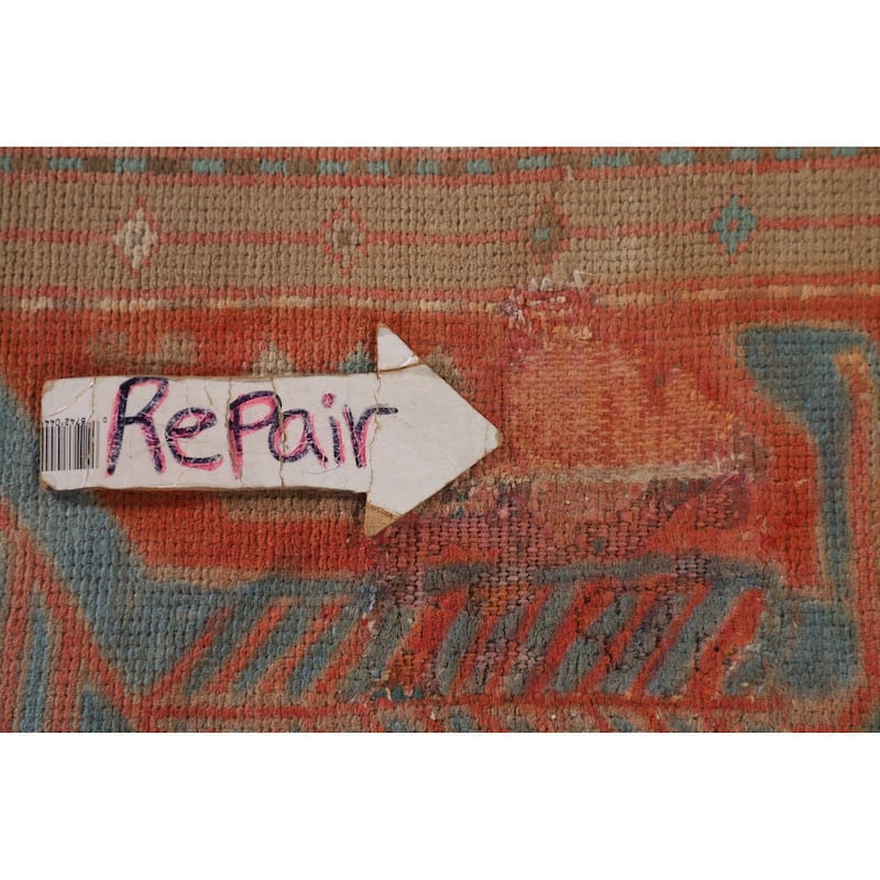Orange Ardebil Persian Vintage Runner Rug Hand-Knotted Wool Carpet - 3'0" x 10'0"