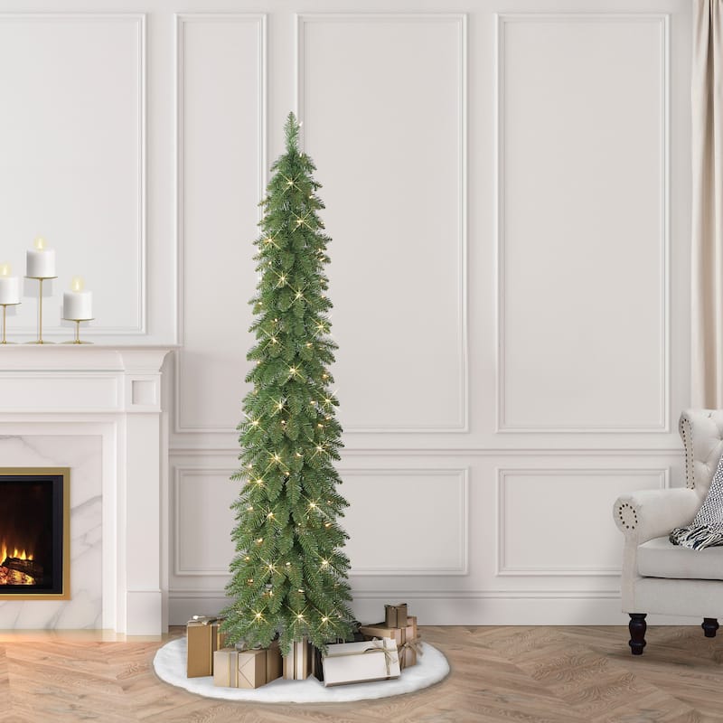 Puleo International 6 ft Pre-Lit Alpine Artificial Pencil Tree