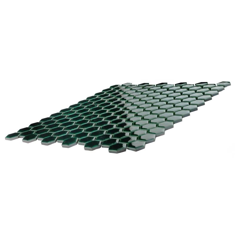 Merola Tile Metro Ion 1" Hex Emerald 10-1/4" x 11-7/8" Porcelain Wall Tile