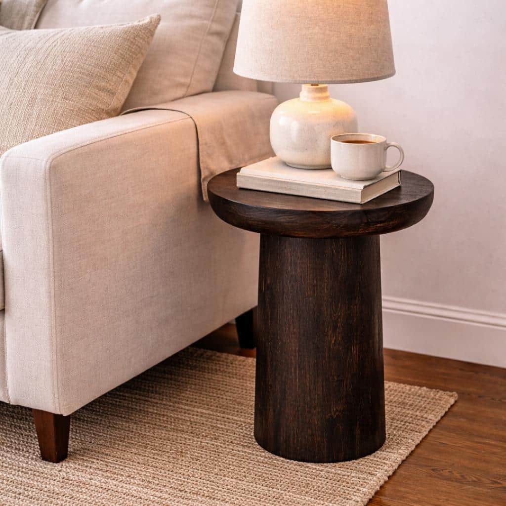 Rowan Round Solid Wood Side Table - 14" X 14"