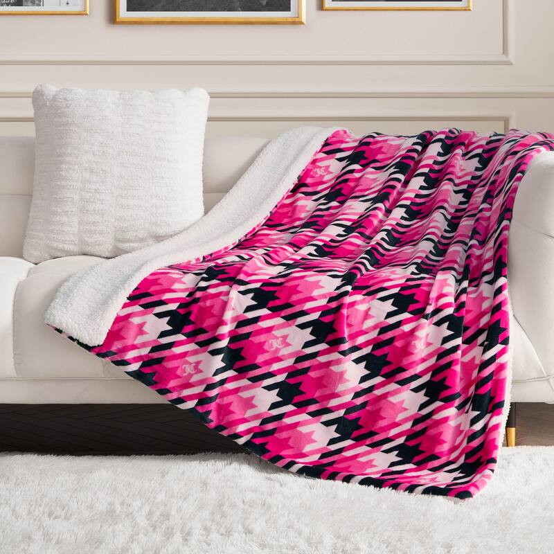 Juicy Couture Plush Reversible Sherpa Throw Blanket