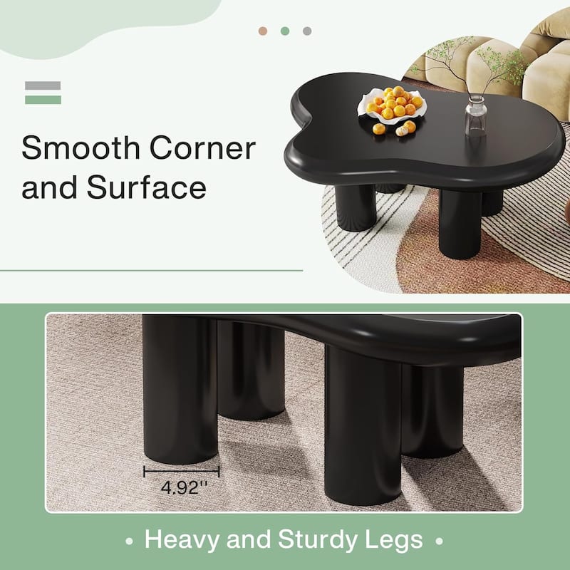 Cloud-Shaped Coffee Table, Cute Center Table with 4 Legs for Living Room
