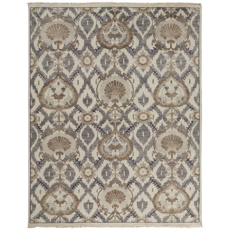 Grand Bazaar Bennet Hand Knotted Oriental Traditional Area Rug - 2' x 3' - Ivory/Gray/Taupe