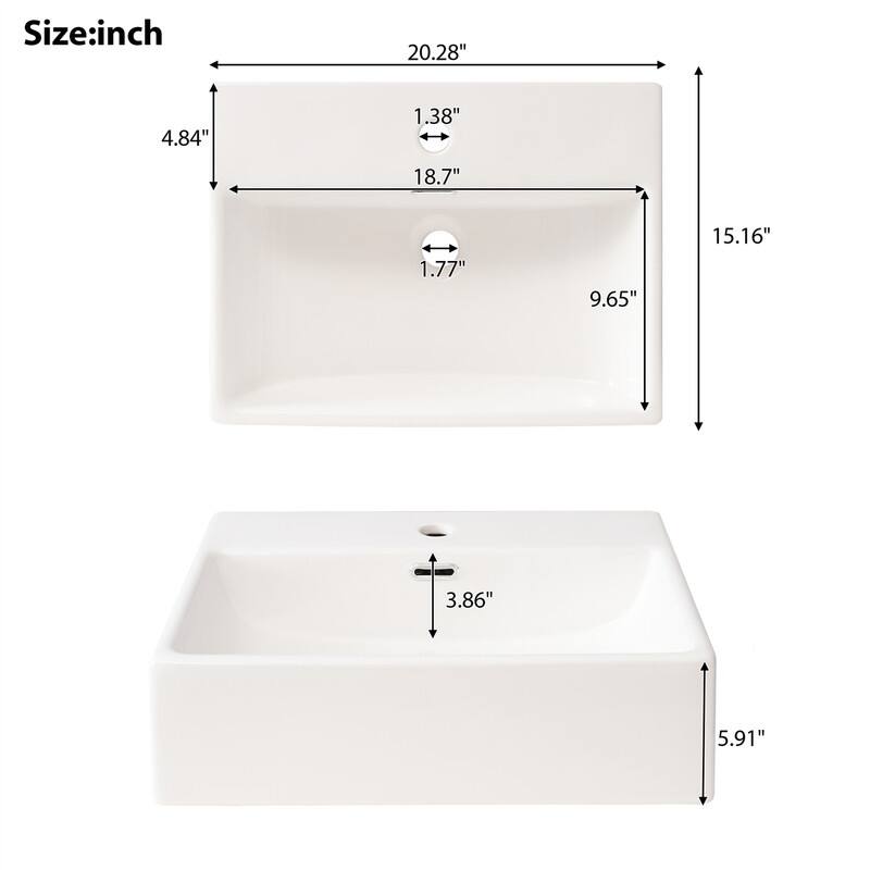 20'' Bathroom Vanity with Ceramic Sink Top, Modern Bathroom Storage Cabinet with 1 Drawer and 1 Soft Close Door