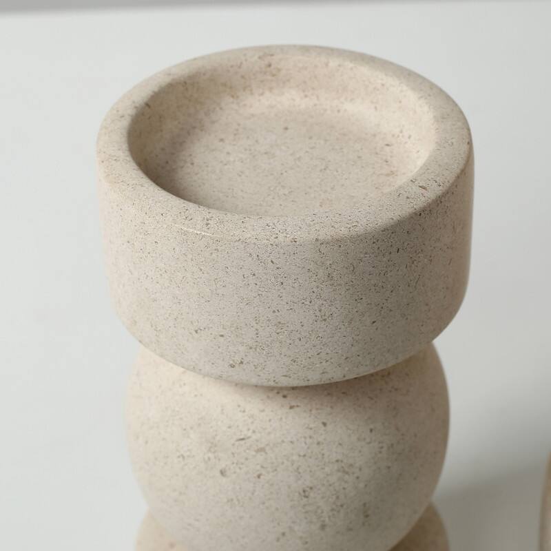 Bosa Travertine Candle Holders Set of Two 7.8"/10" H