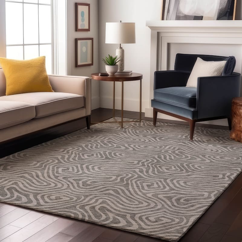 Premium Washable Super Soft Modern Trippy Mayfield Rug - Taupe - 9' x 12'