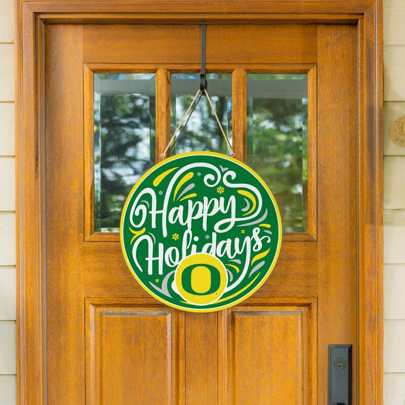 University of Oregon 18" x 18" Happy Holidays Door Décor Wall Sign - 18" x 18"
