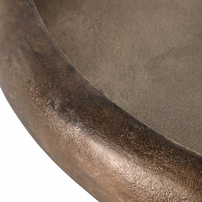 Decorative Round Shallow Bowl for Home Decor - 25", Bronze and Copper