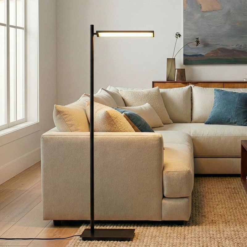 Brightech Linden LED Classic Matte Black Modern Industrial Arc Dimmable Super Bright Floor Lamp with 360º Adjustable Head