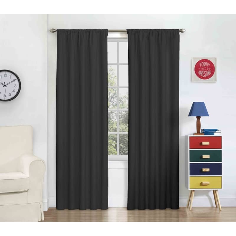 Eclipse My Scene Thermaback Blackout Macklin Curtain Panel - 63 Inches - Black